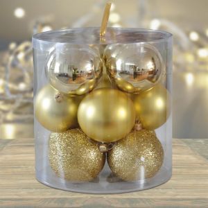 Christmas balls unbreakable Gold 7 cm x 12