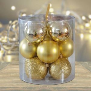 Christmas balls unbreakable Gold 7 cm x 12