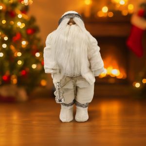 Kerstman Wit met Zilveren Olilamp 80 cm Studio